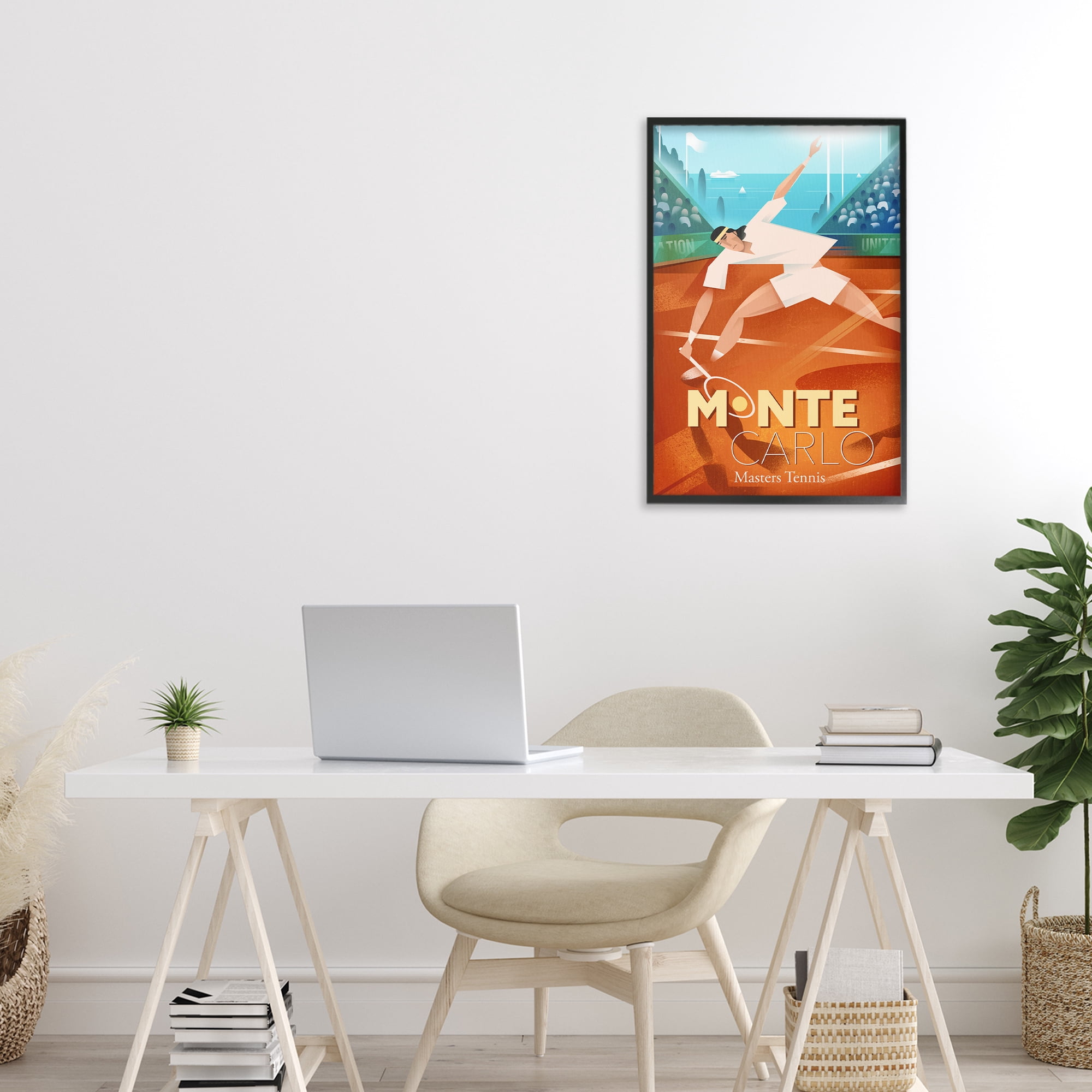 Stupell Industries Monte Carlo Masters Tennis Black Framed Giclee Art, design by Martin Wickstrom