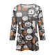 thumbnail image 4 of Camiseta de Halloween de manga 3/4 para mujer: camiseta informal con estampado espeluznante de calabaza, murciélago y telaraña, 4 of 5