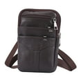 thumbnail image 1 of Men Waist Bag Solid Color Multi Pocket Vintage Portable Replacement Rectangular Crossbody Car Key Storage Pack Pouch Coffee, 1 of 9