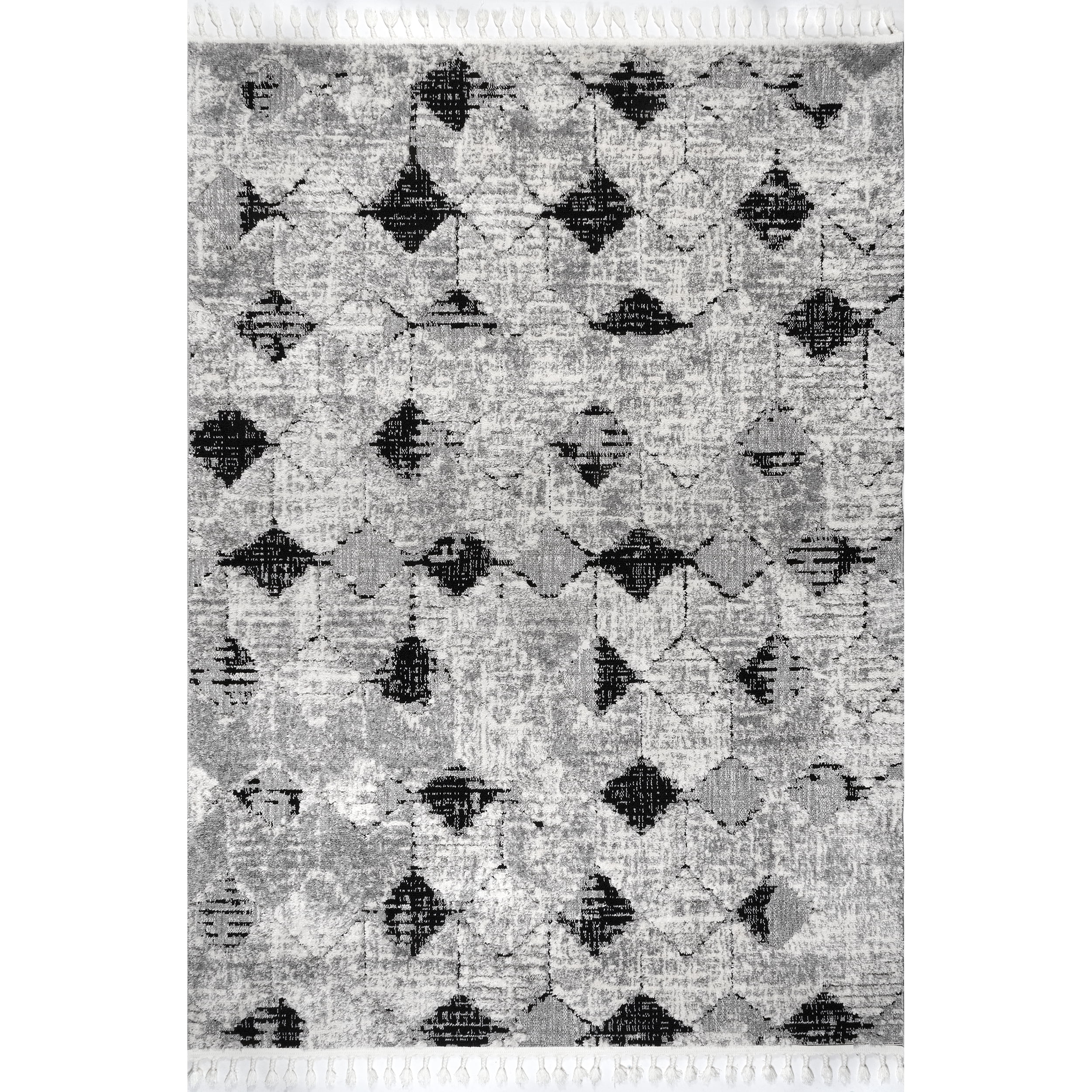 nuLOOM Jean Textured Ovals Tassel Area Rug, 6' 7" x 9', Gray