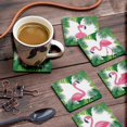 thumbnail image 3 of Inkdotpot Set of 6 Drink Coasters Easy Clean 4-inch SquareCoastersCork Base-Reusable- Flamingo, 3 of 8