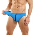 thumbnail image 2 of XDZJLR Mens Swim Briefs With Front Zipper Opening Color Blocking Beach Swimming Pants Soft Beachwear Blue, 2 of 6