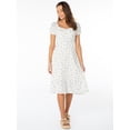 thumbnail image 5 of Celebrity Pink Women's and Women's Plus Puff Sleeve Midi Dress, Sizes XS-4X, 5 of 11