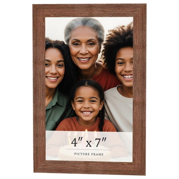 4x7 Frame Brown Farmhouse Solid Wood Picture Frame Width 1.5 Inches | Interior Frame Depth 0.5