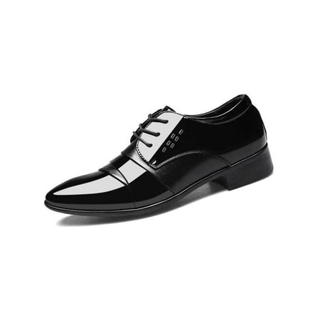 

Tenmix Mens Oxfords Lace Up Leather Shoe Formal Dress Shoes Business Flats Wedding Lightweight Non Slip Black Style B 7.5