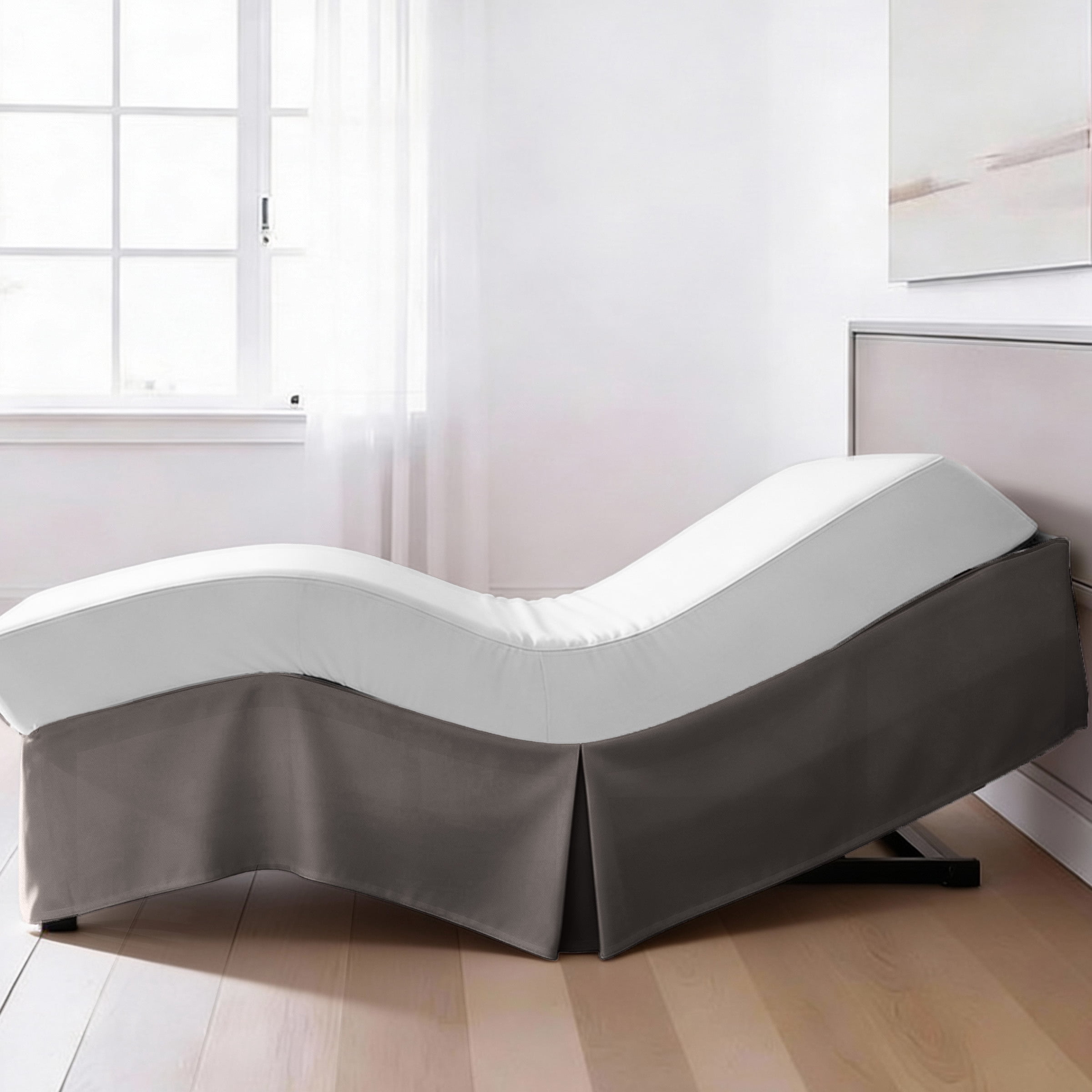 Bed Maker’s Never Lift Your Mattress Bed Skirt for Adjustable Beds, Split Corners, 15 Inch Drop Length, King, Dark Grey