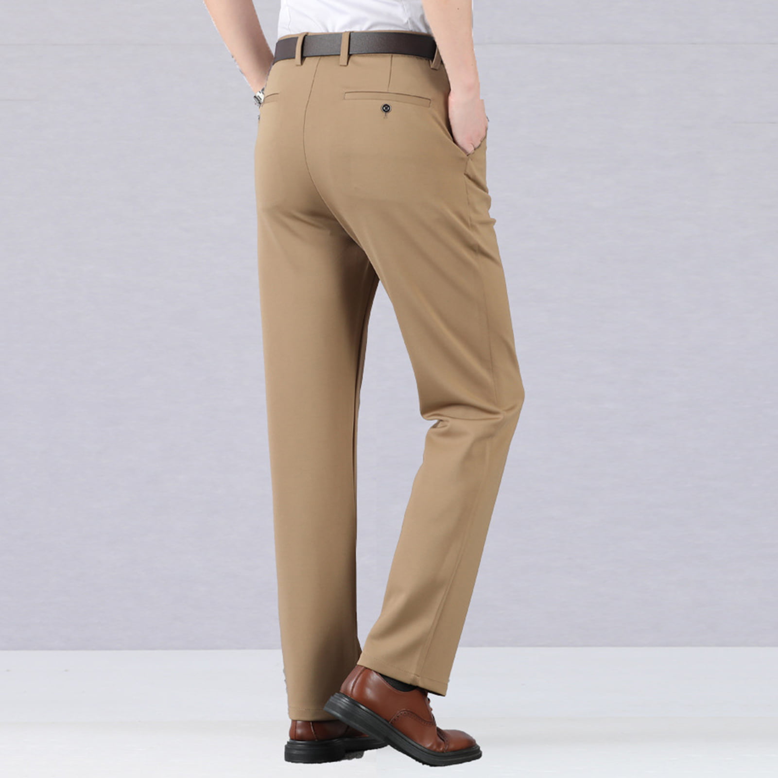 Men Formal Dress Pants Cotton Straight Leg Business Trousers High Waist New 
