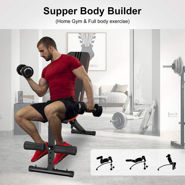 Adjustable Weight Bench 7 Backrest Positions Foldable Full Body Fitness Workout Bench with Resistance Band Weight Lifting Sit Up Incline Decline Training Exercise Bench for Home Gym Walmart