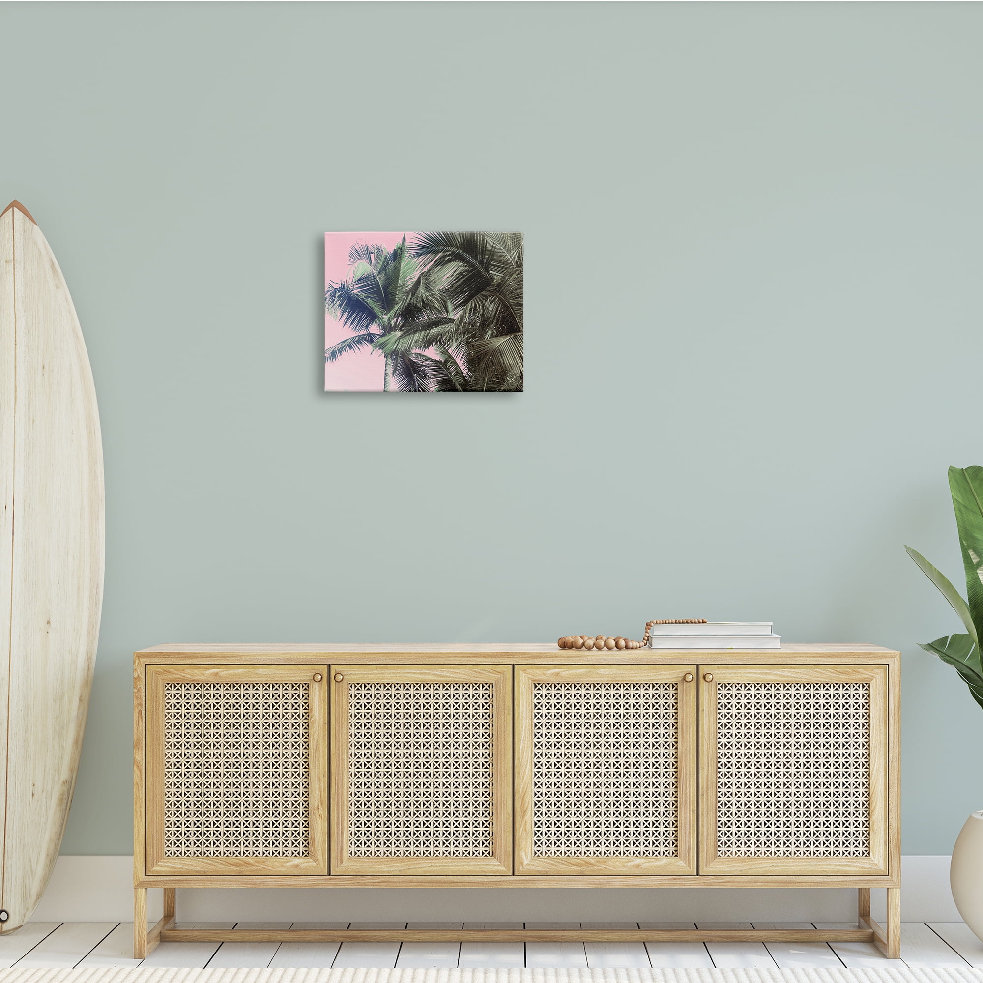 Stupell Indtries Tropical Palm Tree Fronds Layered Tall Trees Pink,20 x 16,Design by Kathy Mansfield