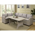 thumbnail image 4 of Sectional Patio Conversation Dining Set, SEGMART Newest 3 Pieces Modular Wicker Furniture Set with Removable Cushions & Dining Square Wood Top Table for Porch, Backyard, 705lbs, Brown, S7026, 4 of 7