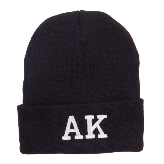 AK Alaska State Embroidered Cuff Beanie - Black OSFM