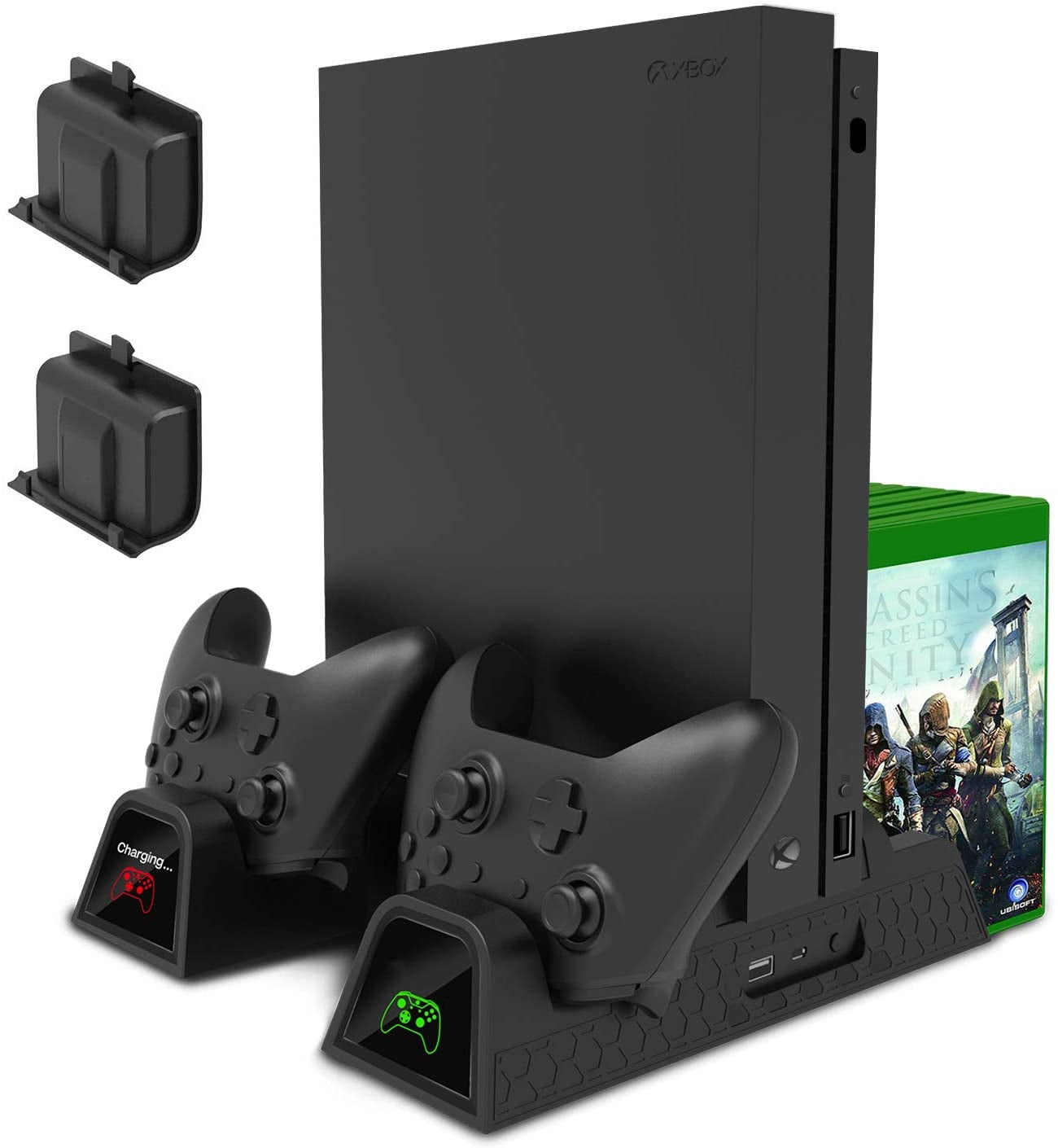 Charging Stand for Xbox One/Xbox One S/Xbox One X Console and Controllers, Vertical Cooling