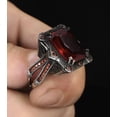 thumbnail image 4 of Roarsilver Elegant Craftsmanship: 925 Sterling Silver Ring with Red Zircon Stone and Basket Weave Pattern | 13, 4 of 5