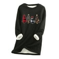 thumbnail image 3 of AOOCHASLIY 2023 Womens Tops Thick Fleece Sweatshirt Winter Velvet O-neck Warm Underwear, 3 of 4