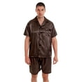 thumbnail image 5 of Tony & Candice Men's Classic Short Sleeve Satin Pajama Set Adult Sleepwear (XXL,Chestnut), 5 of 5