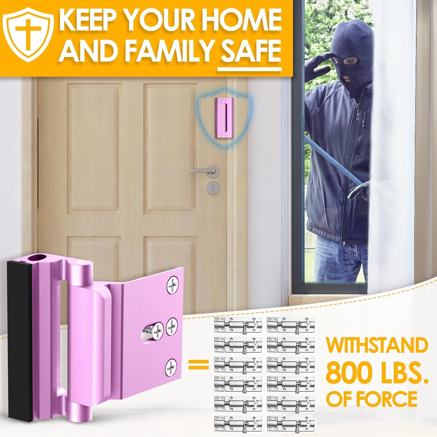Home Security Door Lock Door Reinforcement Lock Door Locks for Kids Safety Flip Door Lock Latch Childproof Night Lock Door Security Front Door Child Safety Lock