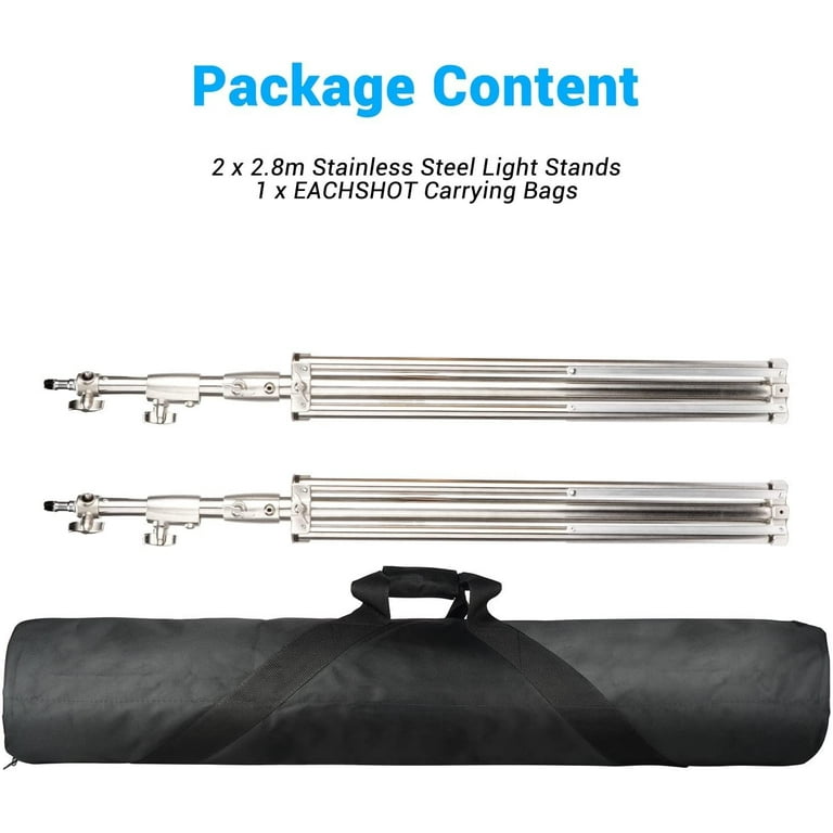 EACHSHOT 2 Supporti Per Luci Con Borsa – Altezza Regolabile 99-279cm – Adattatori 1/4-3/8 In Acciaio Inox Per SL60W, VL150W, AD600BM