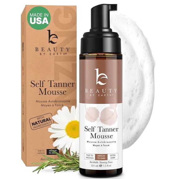 Beauty By Earth Self Tanner Mousse, Medium to Dark, 7.5 fl oz (222 ml)