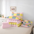 thumbnail image 6 of Manfei Contemporary Grid 7-Piece King Bedding,Checkered Art King Bed in a Bag,Orange Pink Blue,Pink Reversible, 6 of 7