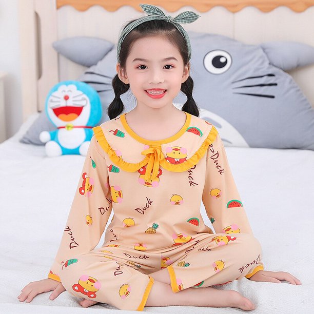 Conjunto de pijamas de princesas de Disney para niños, traje de pantalones de manga larga para niñas, nuevo encaje de estilo extranjero, conjunto de dos piezas de princesita, altura 125-135cm zhangmengya CONDUJO