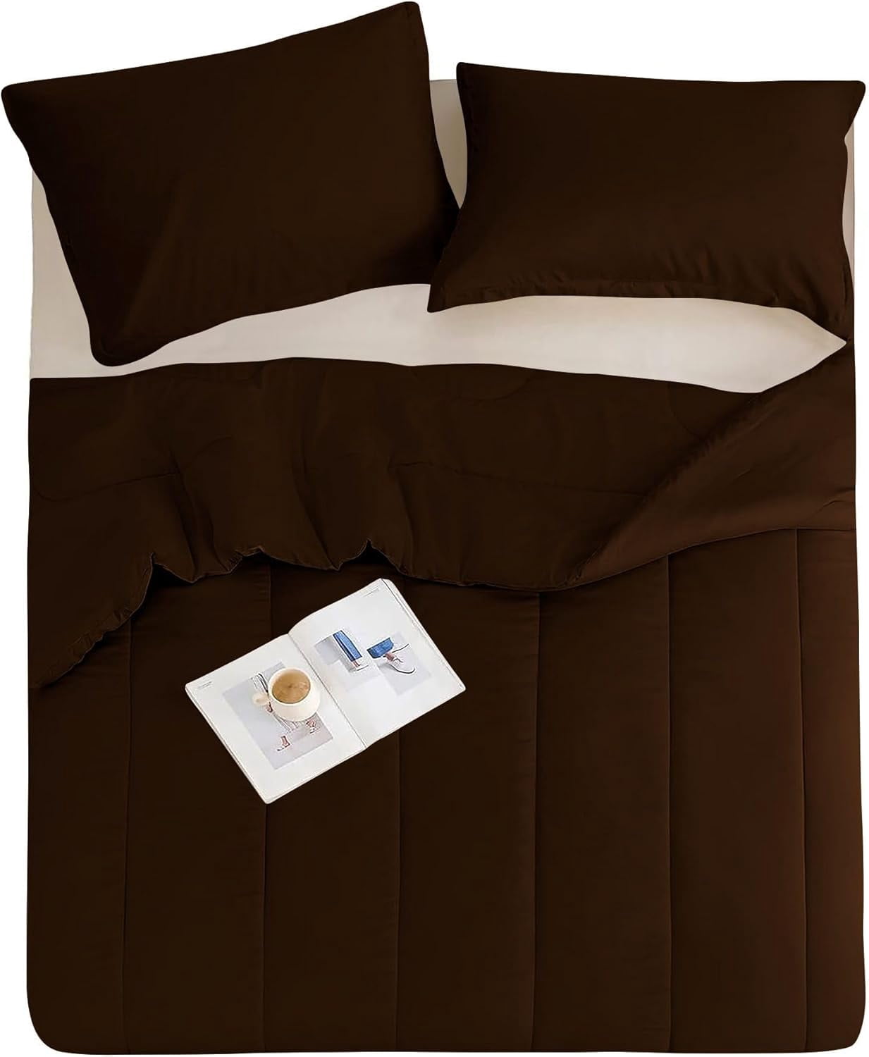 500 TC Egyptian Cotton Comforter | Thicker Design | 300 GSM | Soft & Breathable | 1 Piece - OverSized Queen Size ( 98" x 98" ) Inches, 1pc Comforter Only, (Chocolate)