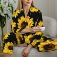 thumbnail image 6 of Kdxio Sunflower 6 Women's Pajama Sets Long Sleeve Button Down Sleepwear Nightwear Soft Pjs Lounge Sets-Medium, 6 of 7