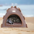 thumbnail image 6 of Pet Tent Outdoor Indoor, Soft Cozy Breathable Cat and Dog Tent House, Indoor Outdoor Cave Nest Bed with Reversible Cushion Small Dog Hose for Cat, Bunny and Small Animal, 6 of 6