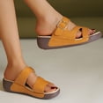 thumbnail image 3 of HomeDM Women's Wedge Sandals Summer Flatform Comfort Plantar Slip On Sandals for Beach Travel, Brown Size 5.5, 3 of 9