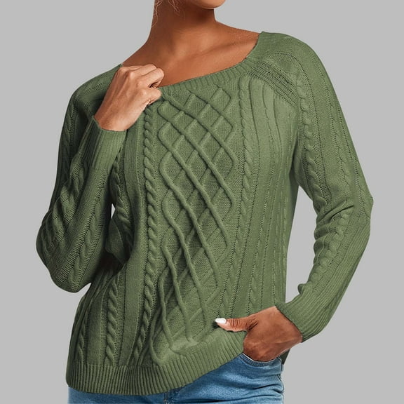 POROPL Women Sweaters Long Sleeve Crew Neck Sweater Oversized Knitted Pullover Size S-XL