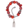 thumbnail image 2 of Delight Jewelry Silvertone Small Tassel Red Paw Print Bead Bracelet, 7"+2", 2 of 4