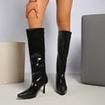 thumbnail image 2 of Taqqpue Women's Boots, Women's Fashionable Casual Mid-Calf Boots Solid Color Pointed Toe On Heel Boots for Women, 2 of 9