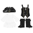 thumbnail image 1 of 1 juego de disfraz de pirata para Halloween para niña, chaleco de fiesta de cosplay, disfraz de pirata medieval para niña, vestido gótico de manga larga para eventos y fiestas temáticas, 1 of 8