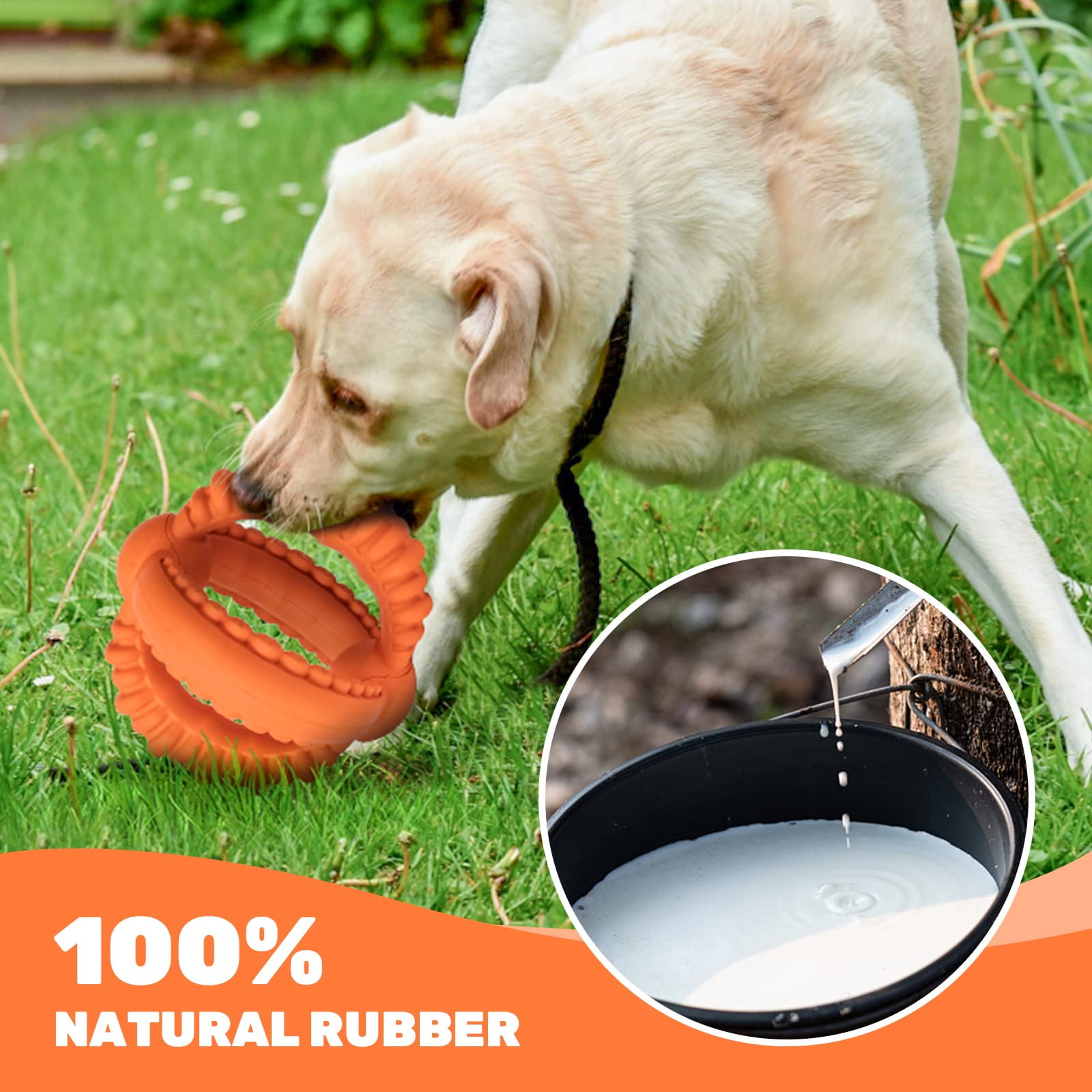 Interactive Dog Toys Detachable Dog Tug of War Toy with 2 Rings Natural Rubber Dog Chew Toys Suitable for Large Dogs for Teeth Cleaning Toy