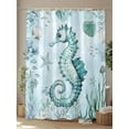 thumbnail image 4 of Coastal Seahorse Shower Curtain Set, Waterproof Shower Curtains for Bathroom, Ocean Nautical Starfish Seashells Coral Washable Fabric Cloth Bath Curtain for Bathtub Decoration with Hooks 72x78 Inches, 4 of 6