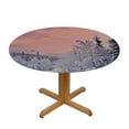 thumbnail image 3 of HAOXIT Winter Tablecloth, River in a Wintry Landscape Finnish at Sunrise Arctic Nordic Country, Round Table Cover for Dining Room Kitchen Decor, 3 of 8