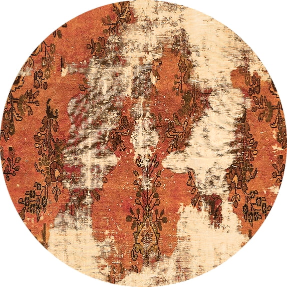 Ahgly Company Indoor Round Abstract Orange Modern Area Rugs, 6' Round