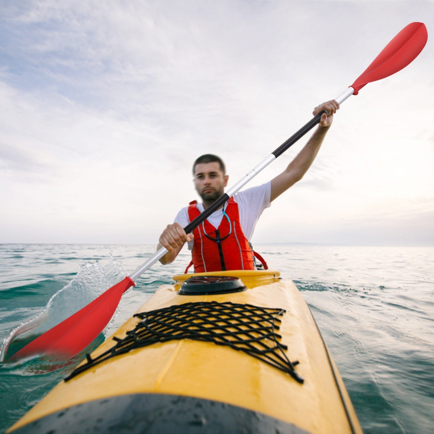4-Piece Asymmetrical Kayak Paddle Set with Quick Release