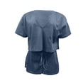 thumbnail image 7 of Summer Savings Clearance! Edvintorg Summer Outfits For Women 2023 Women Two-Piece Color-Blocking V-Neck Short Sleeve Shirt Short Sets Fashion Casual Suit Blue XXL, 7 of 7
