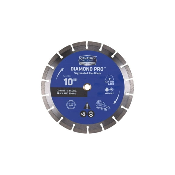 Century Drill & Tool 75474 Diamond Pro™ Saw Segmented Rim Blade; 10" Wet/Dry Cut