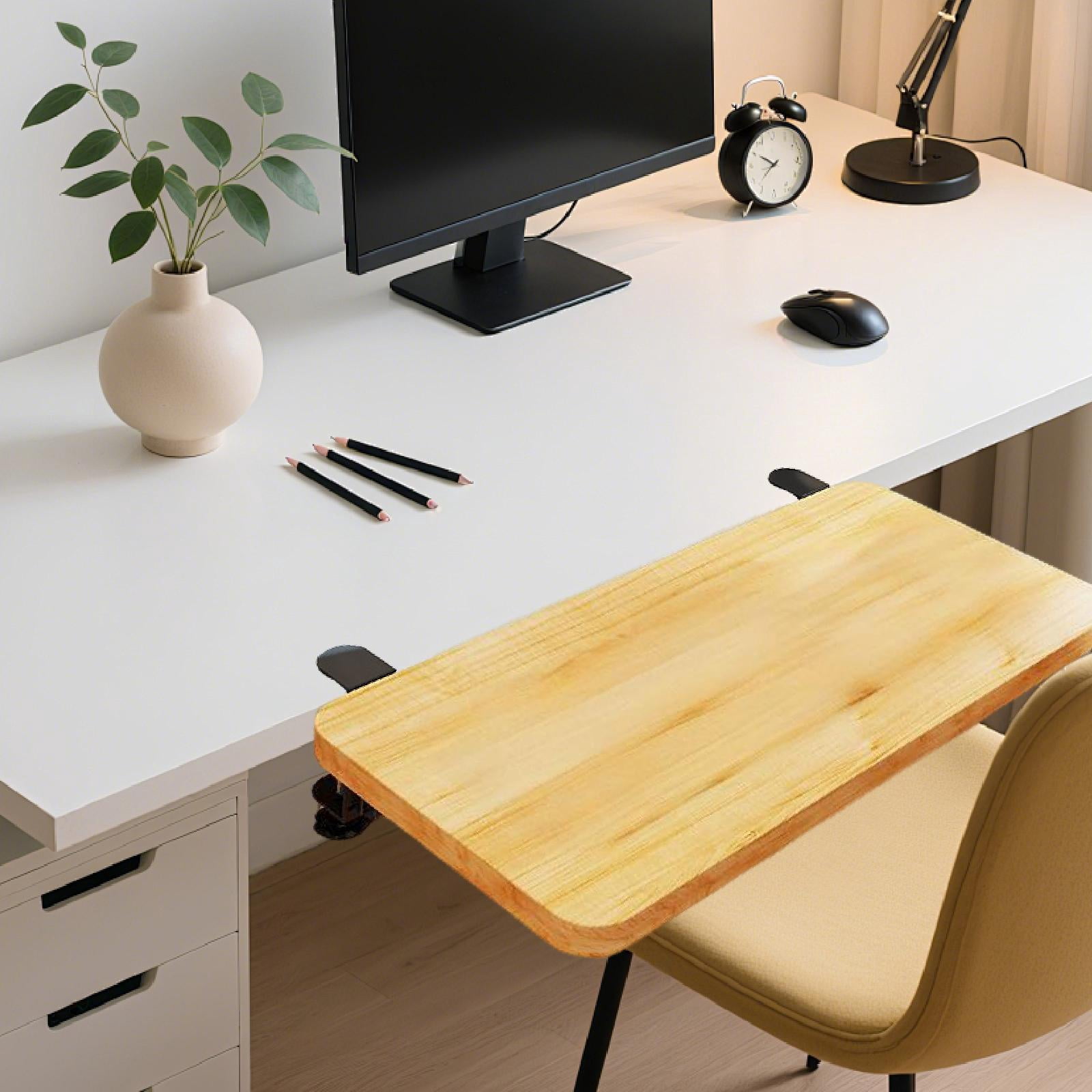 CoudarTitie Desk Extender Board Desk Extender Tray Adults Accessories Arm Rest Expansion Wood Color