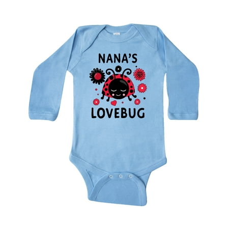 

Inktastic Valentine s Day Nana s Lovebug Gift Baby Boy or Baby Girl Long Sleeve Bodysuit
