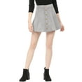thumbnail image 5 of Allegra K Women's Faux Suede Button Front A-Line Mini Skirt, 5 of 7
