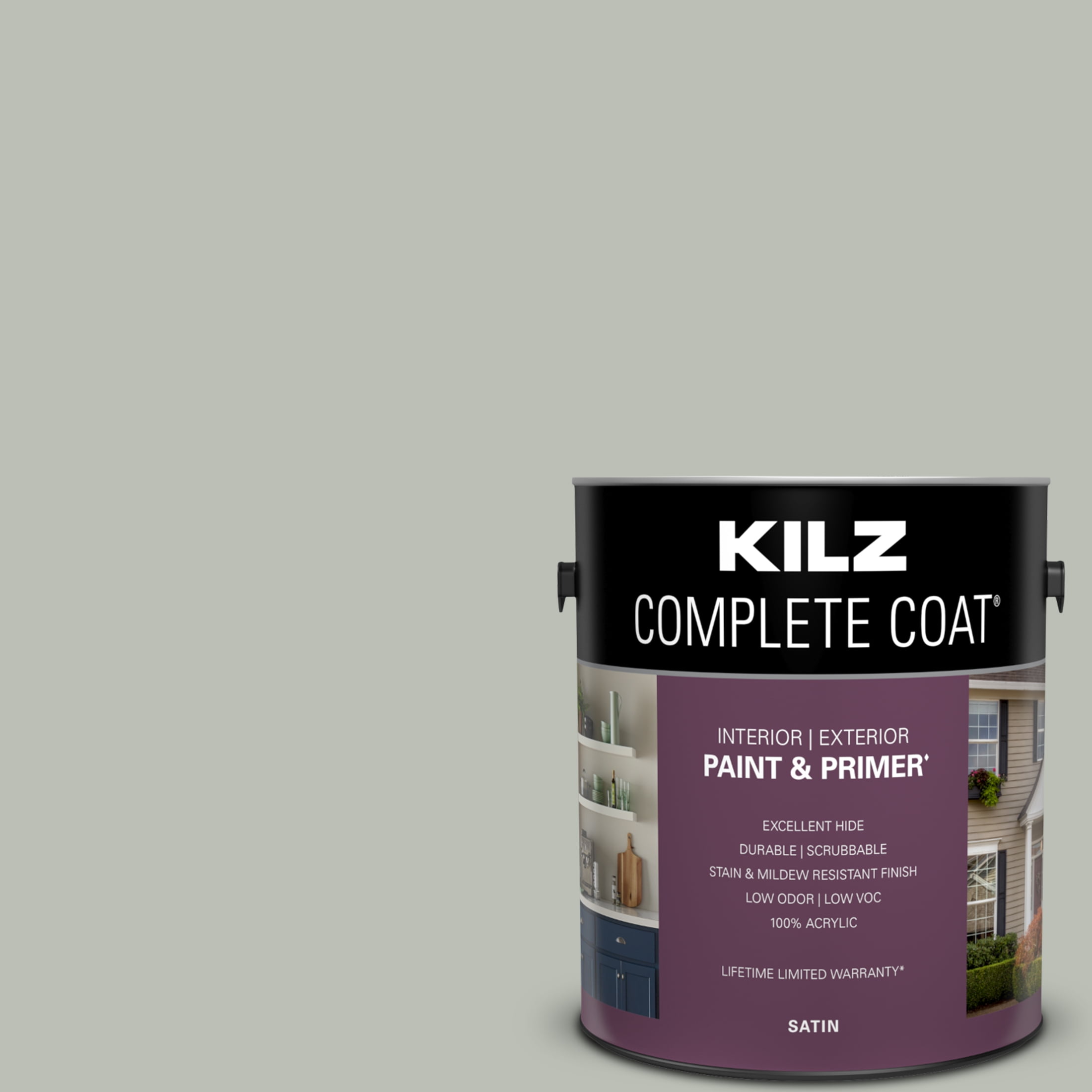 International Gray, KILZ Complete Coat Interior/Exterior Paint & Primer, 1 Gallon RK210