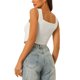 thumbnail image 3 of INSPIRAR CHIC Top de Mujer Cuello Cuadrado Dobladillo Asimétrico Con Cremallera Corset Beige, 3 of 5