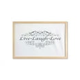 thumbnail image 1 of Love Wall Art with Frame, Live Laugh Love Curlicue Swirls Ornaments Illustration Print on Plain Backdrop, Printed Fabric Poster for Bathroom Living Room, 35" x 23", White Dark Grey, by Ambesonne, 1 of 2