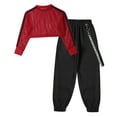 thumbnail image 4 of Alvivi Kids Girls 2 Piece Hip Hop Dance Costume Shirt Cargo Pants Jazz Street Dance Outfits Red 12, 4 of 5