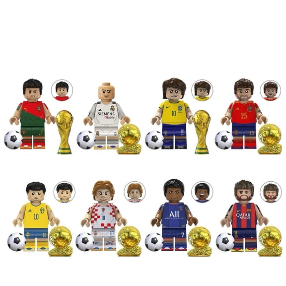 8PCS Minifigures Football Building Blocks, Creative Puzzle Toys for Children Christmas Gift Birthday Present