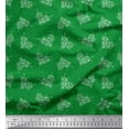 thumbnail image 1 of Soimoi Green Modal Satin Fabric Insect & Floral Heart Print Sewing Fabric BTY 42 Inch Wide, 1 of 3