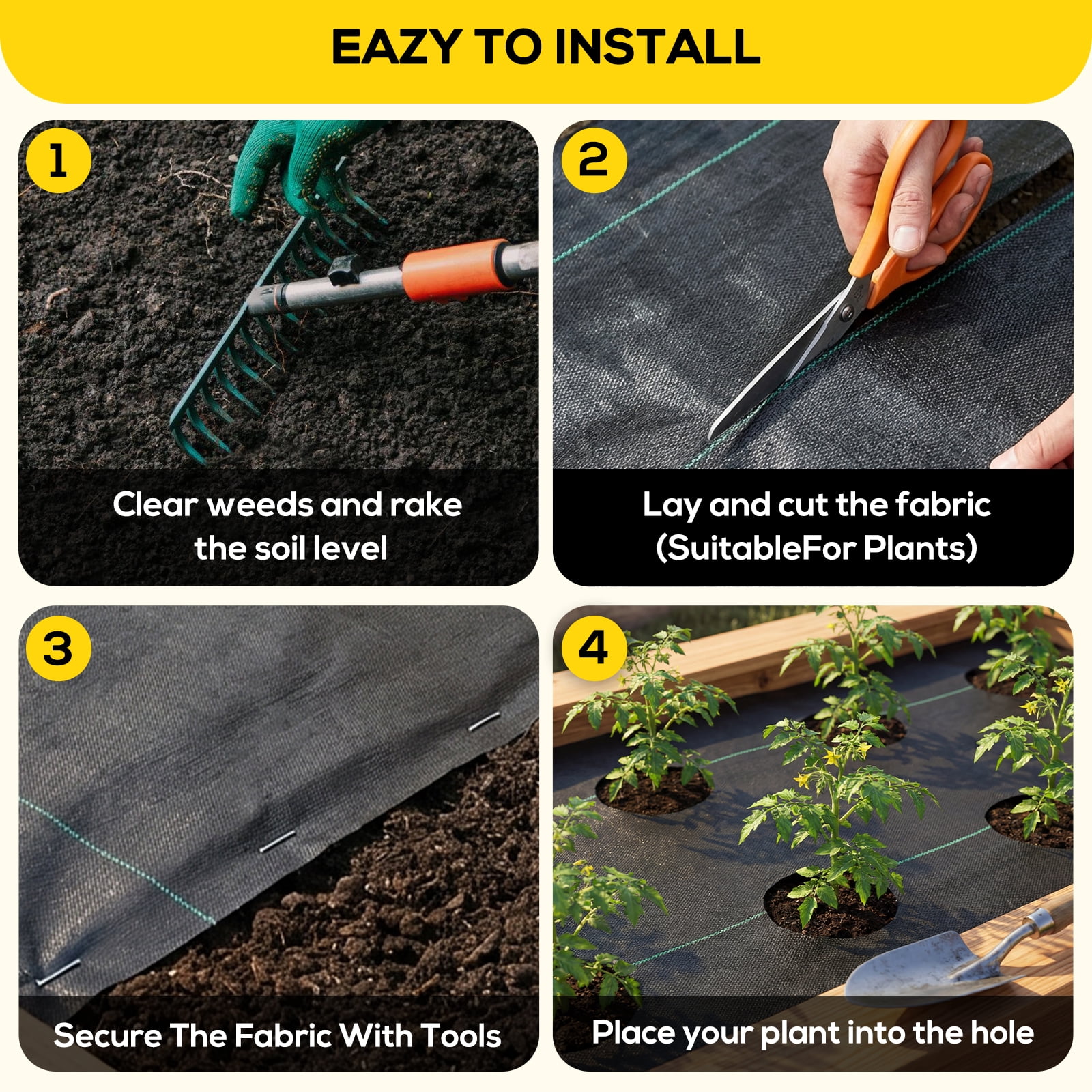 TrumanPick 4 x 300 FT Weed Barrier Landscape Fabric - 3.2oz Heavy Duty Woven Weed Blocker Commercial Grade - High Permeability Ground Cover for Driveway Underlayment, Garden & Drains