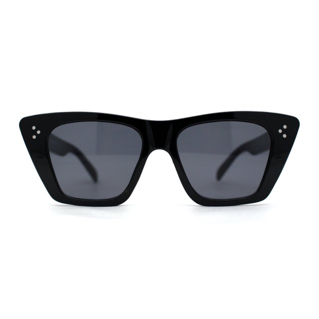 Womens Mod Minimal Cat Eye Design Fashion Sunglasses All Black